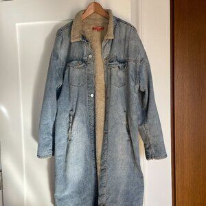 Vintage Denim Trench Coat, Size M